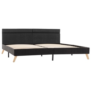 Pat dublu cu LED, vidaXL, Textil, 180 x 200 cm, Gri inchis Pat dublu cu LED, vidaXL, Textil, 180 x 200 cm, Gri inchis