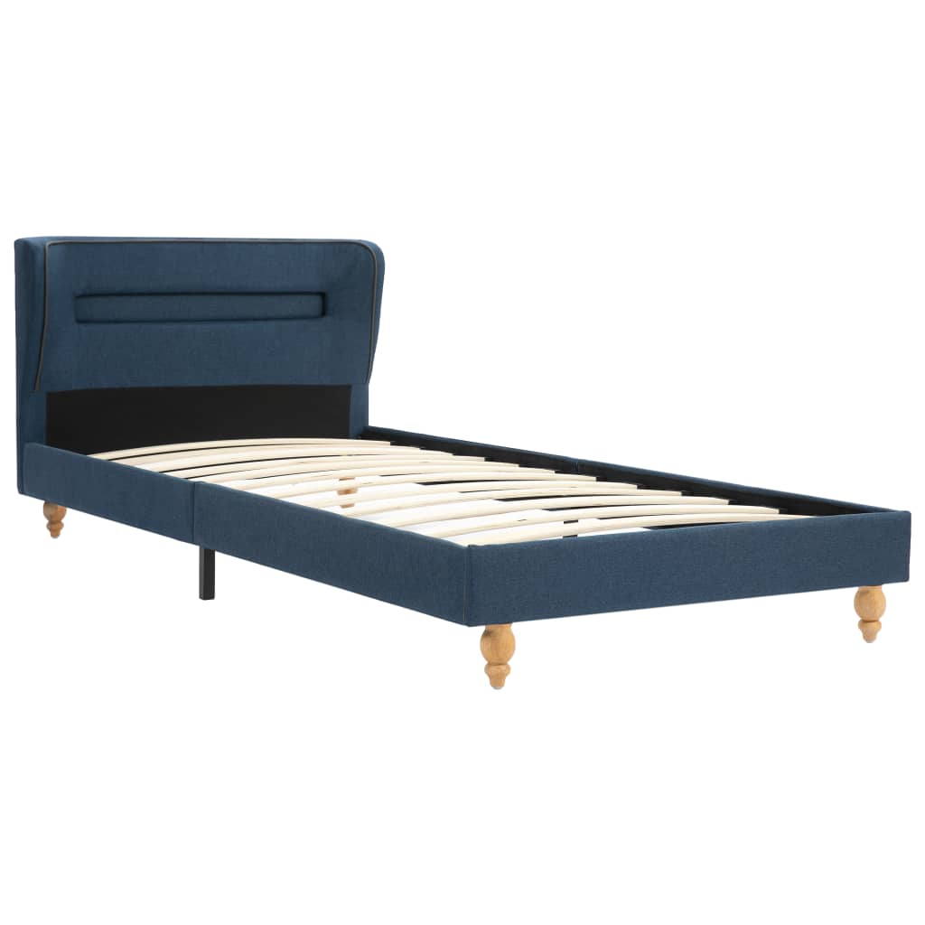 Set pat single LED cu saltea, vidaXL, Textil/Lemn, 90 x 200 cm, Albastru