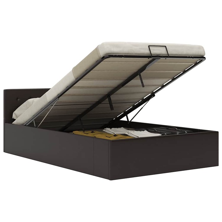 vidaXL szürke műbőr ágykeret hidraulikus ágyneműtartóval 120 x 200 cm