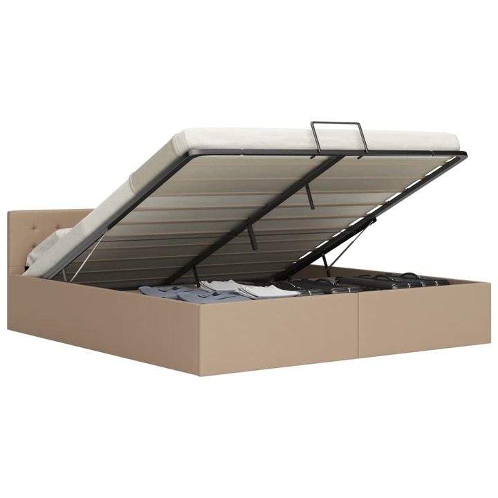 vidaXL kávészínű műbőr ágykeret hidraulikus tárolóval 180x200 cm 42.3 kg 285533