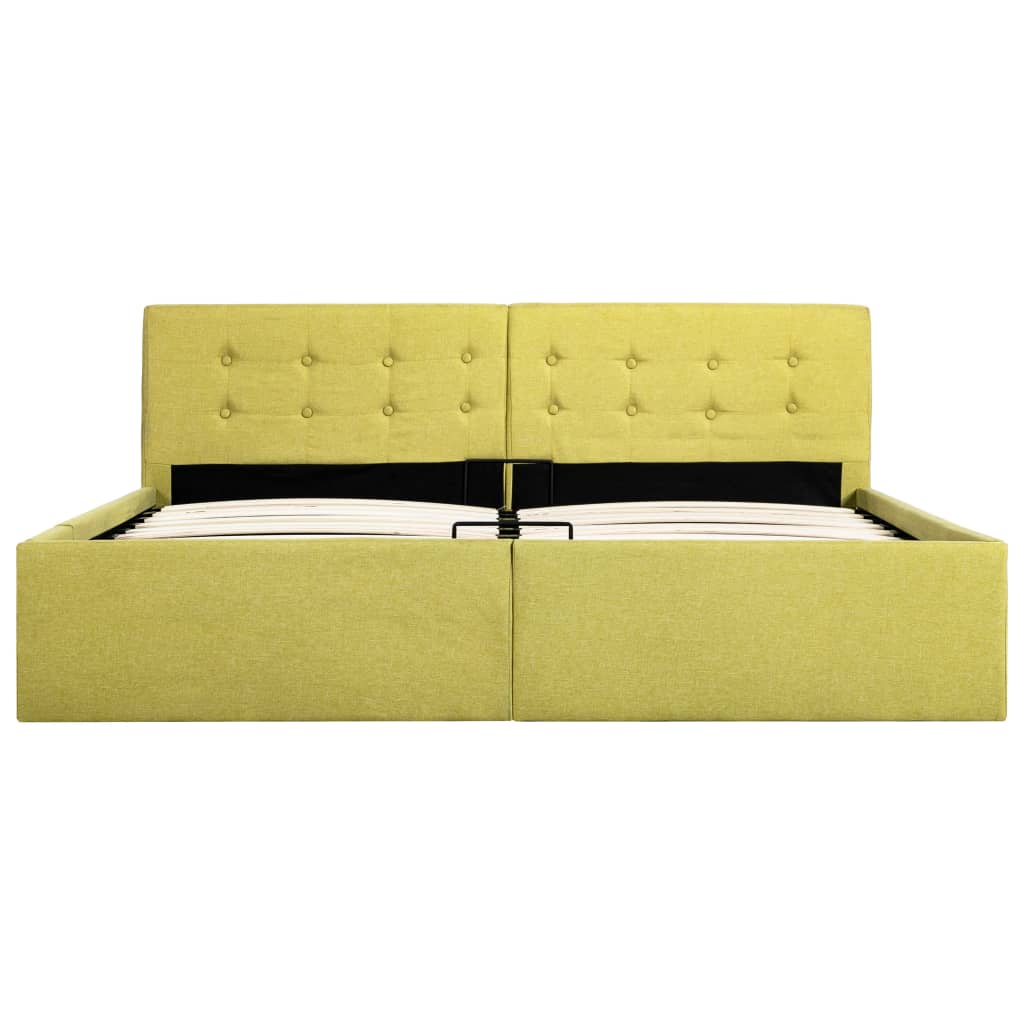 Cadru de pat dublu, hidraulic, tapitat cu lada, vidaXL, Tesatura/Otel/MDF, 160 x 200 cm, Galben