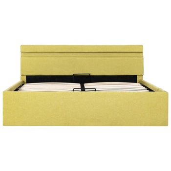 Cadru de pat dublu, hidraulic, tapitat cu lada si LED, vidaXL, Tesatura/Otel/MDF, 140 x 200 cm, Galben Cadru de pat dublu, hidraulic, tapitat cu lada si LED, vidaXL, Tesatura/Otel/MDF, 140 x 200 cm, Galben