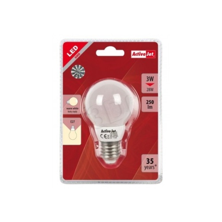 Крушка LED ActiveJet AJE-DS2027B, E27, 3W, топло бяла светлина