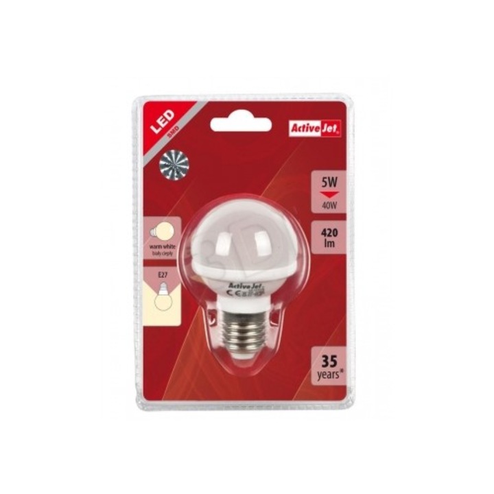 Крушка LED ActiveJet AJE-DS3027G, E27, 5W, топло бяла светлина