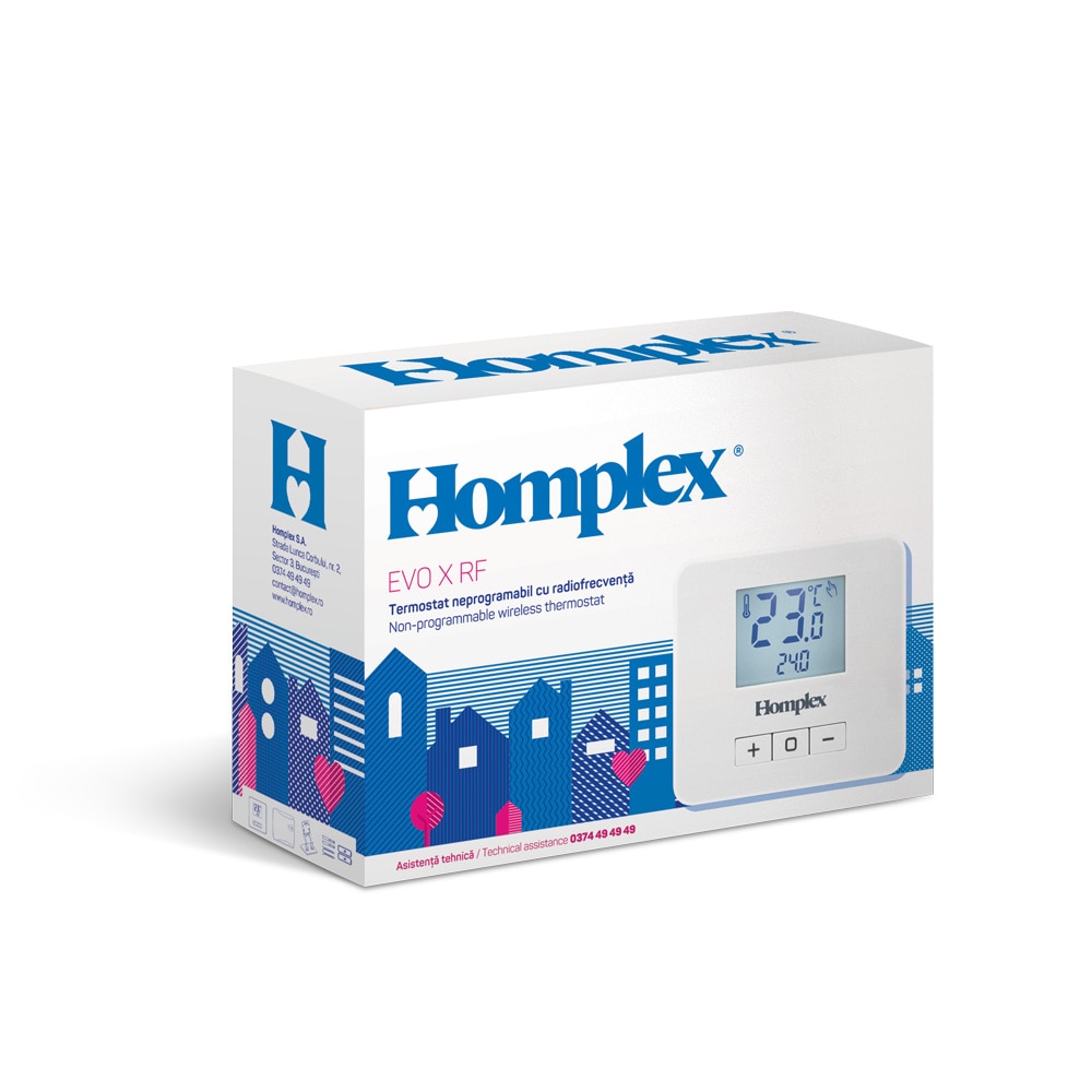 Termostat ambiental Homplex Evo X neprogramabil cu radiofrecventa - eMAG.ro