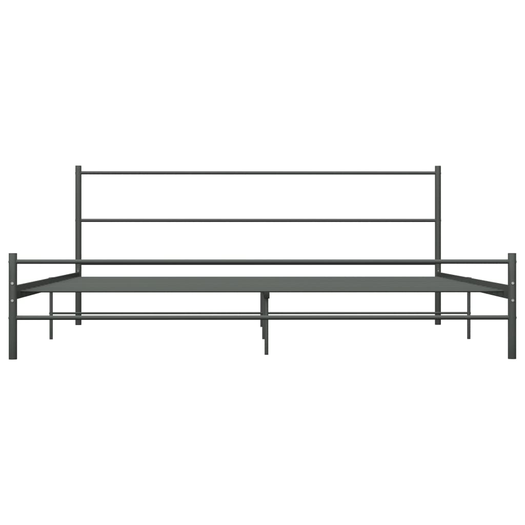 Cadru de pat dublu, vidaXL, Metal, 200 x 200 cm, Gri