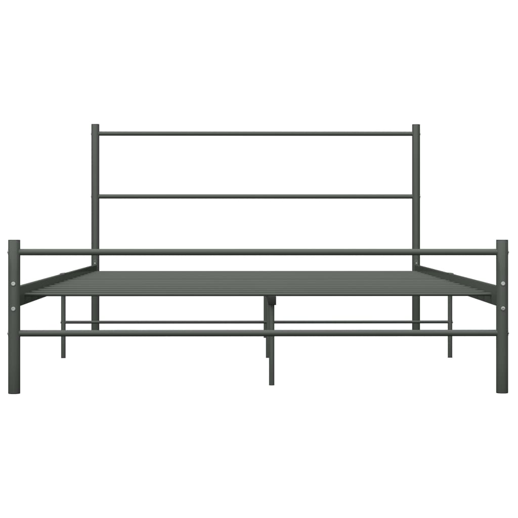 Cadru de pat dublu, vidaXL- Metal, 160 x 200 cm, Gri