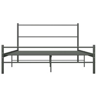 Cadru de pat dublu, vidaXL- Metal, 160 x 200 cm, Gri
