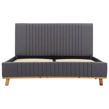 Pat dublu tapitat, vidaXL- Textil/Lemn, 140 x 200 cm, Gri deschis Pat dublu tapitat, vidaXL- Textil/Lemn, 140 x 200 cm, Gri deschis
