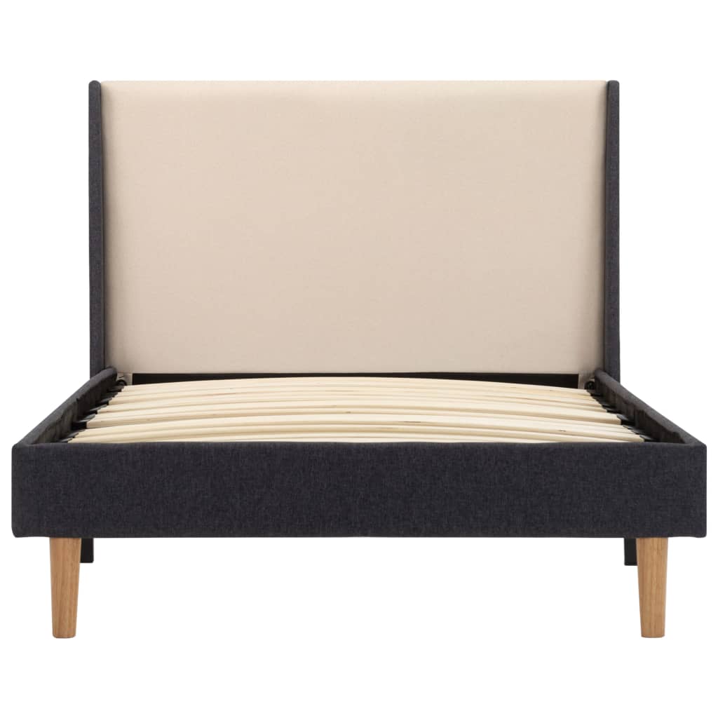 Cadru de pat single tapitat, vidaXL, Textil-Lemn, 100 x 200 cm, Crem