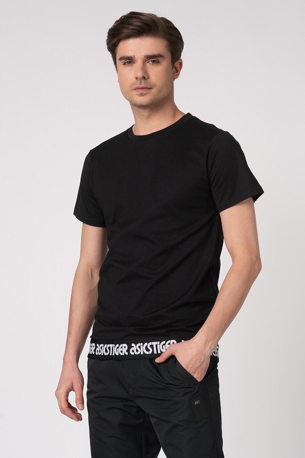 Asics, Tricou cu decolteu la baza gatului, Negru