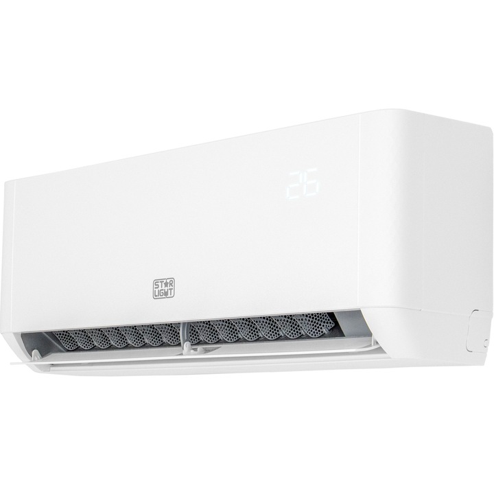 Aparat de aer conditionat Star-Light 12000 BTU Wi-Fi, Clasa A+++/A++, Gent-Wind Technology, 3D Air Flow, 3D Inverter, Dezumidificare inteligenta, Follow me, Functie incalzire, Display, ACT-12TSWF, Alb