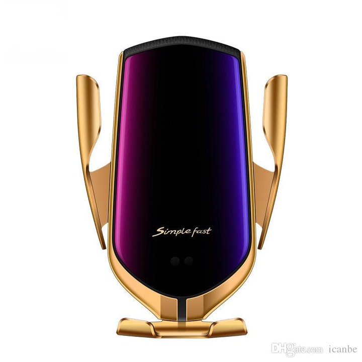 Incarcator Auto Wireless universal cu suport SMART Fast Charger, Gold