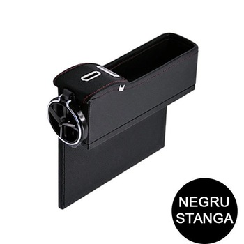Cutie Organizatoare Scaun Auto din Piele, Neagra, Depozitare Obiecte, Stanga Cutie Organizatoare Scaun Auto din Piele, Neagra, Depozitare Obiecte, Stanga