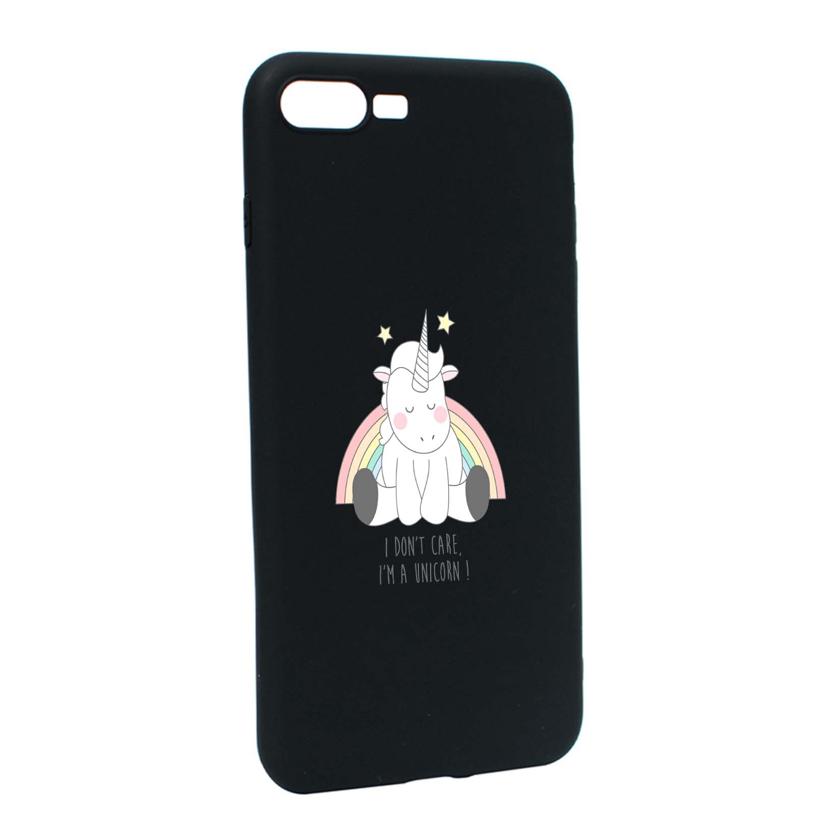 Husa de protectie Unicorn - I Don't Care, pentru Apple iPhone 7 Plus / 8 Plus, rezistenta la uzura, anti-alunecare, din silicon Premium, B524