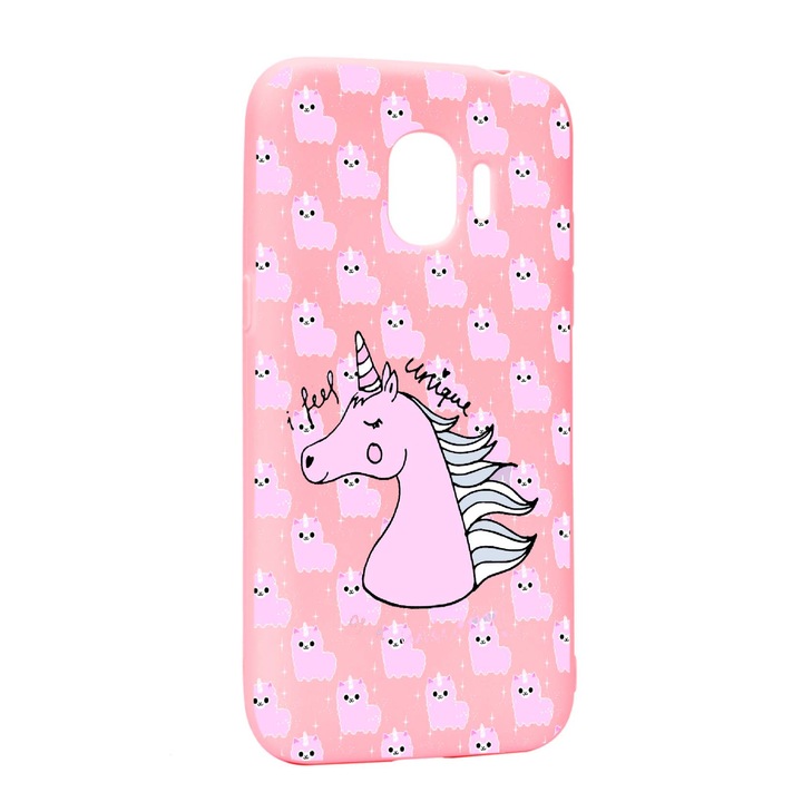 Husa de protectie Unicorn - I Feel Unique, pentru Samsung Galaxy J4 2018, rezistenta la uzura, anti-alunecare, din silicon Premium, P521