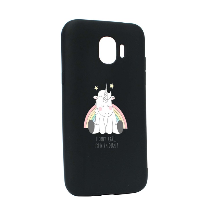 Husa de protectie Unicorn - I Don't Care, pentru Samsung Galaxy J4 2018, rezistenta la uzura, anti-alunecare, din silicon Premium, B524