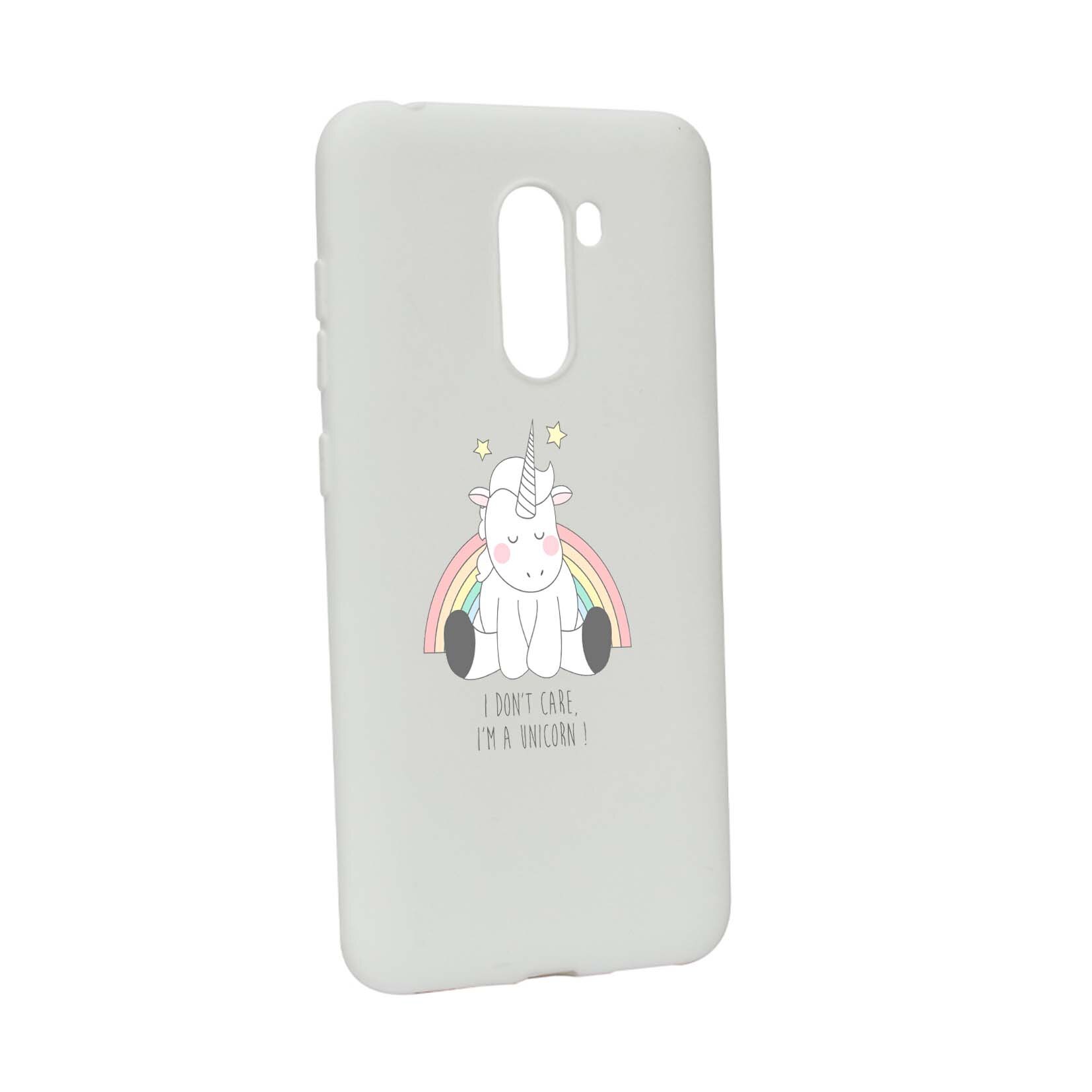 Husa de protectie Unicorn - I Don't Care, pentru Xiaomi PocoPhone F1, rezistenta la uzura, anti-alunecare, din silicon Premium, W524