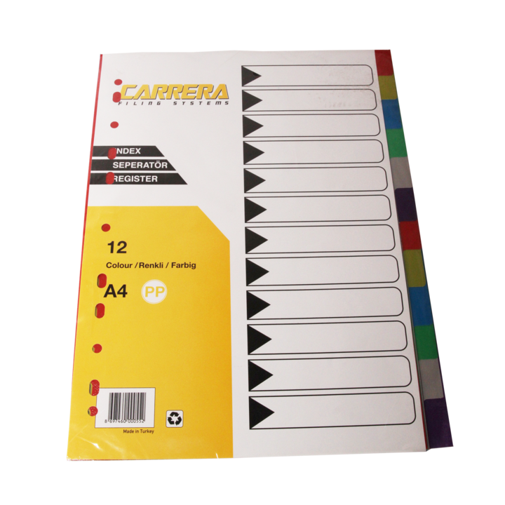 Separatoare plastic EVOffice, 12 culori/set