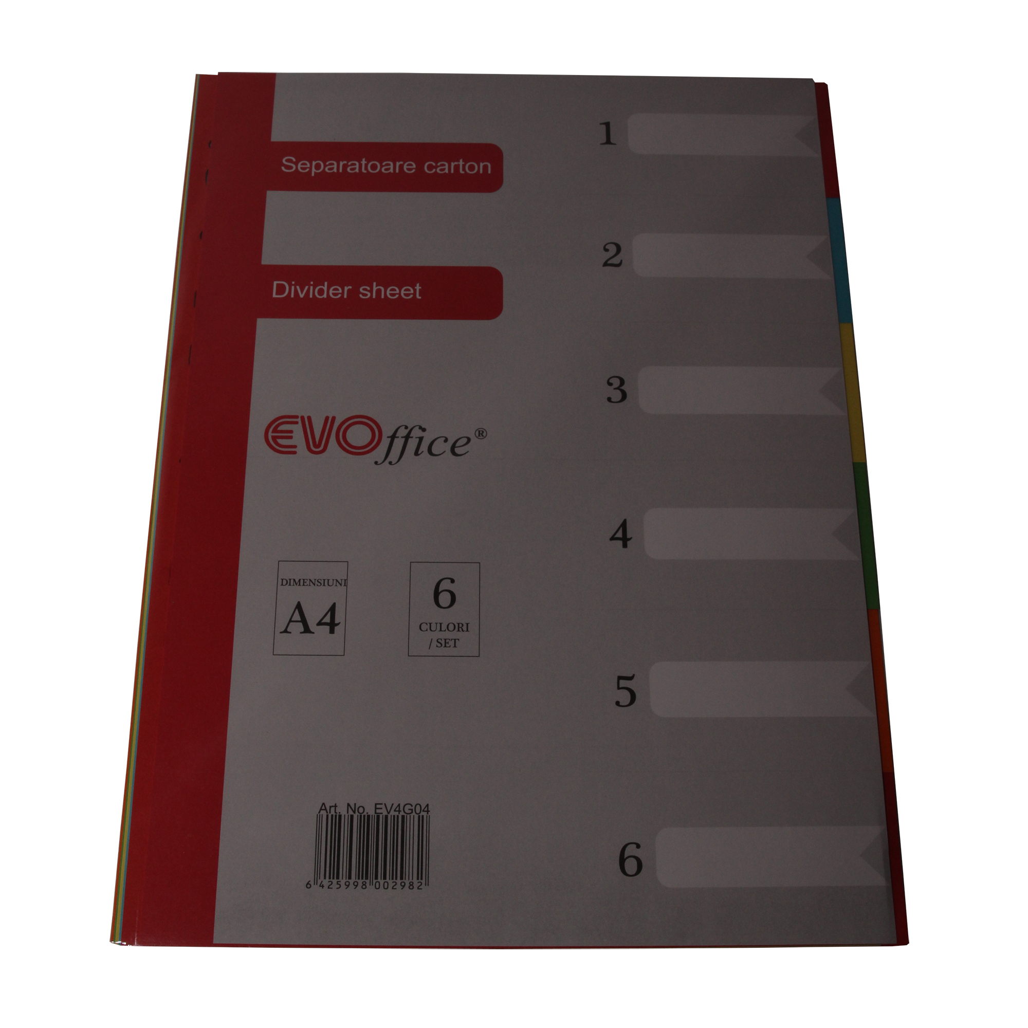 Separatoare carton EVOffice, 6 culori/set