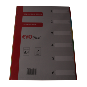 Separatoare carton EVOffice, 5 culori/set Separatoare carton EVOffice, 5 culori/set