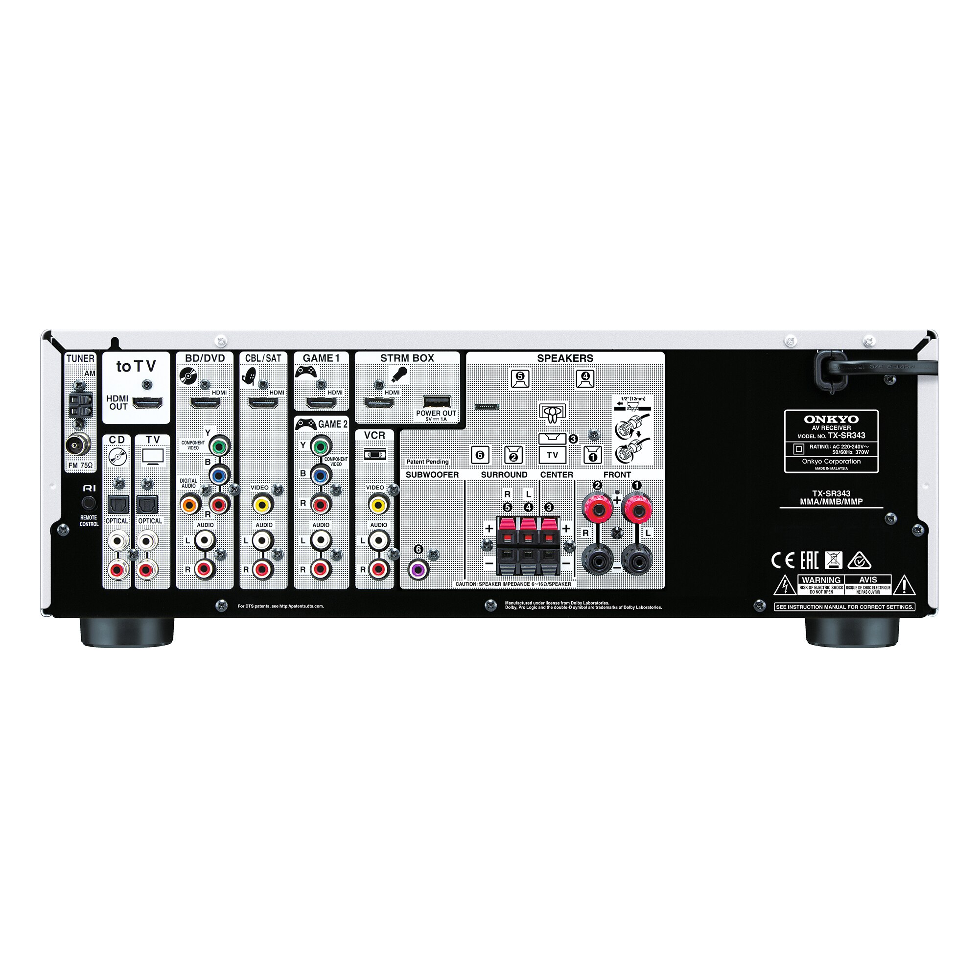 Receiver Onkyo TX-SR343, 5.1 canale, Argintiu - eMAG.ro