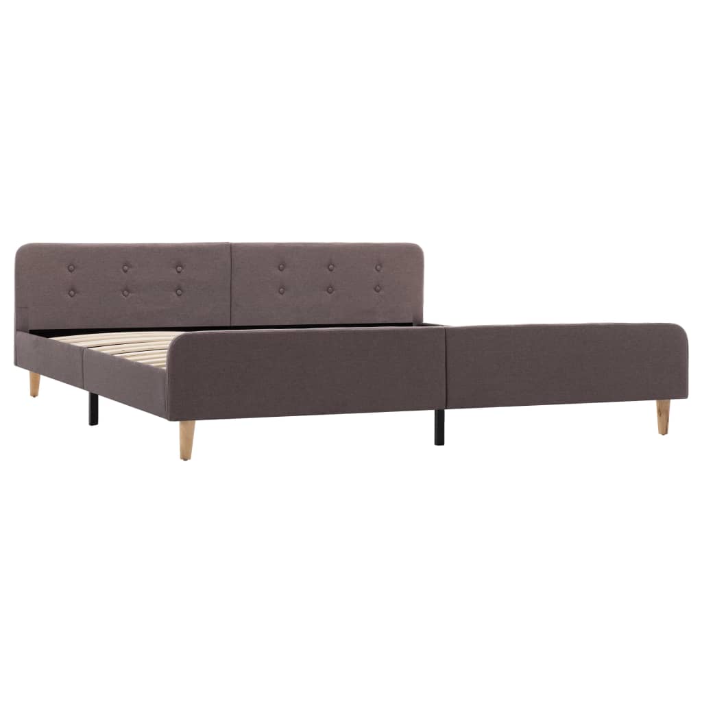 Cadru de pat dublu tapitat, vidaXL- Textil-Lemn, 180 x 200 cm, Maro