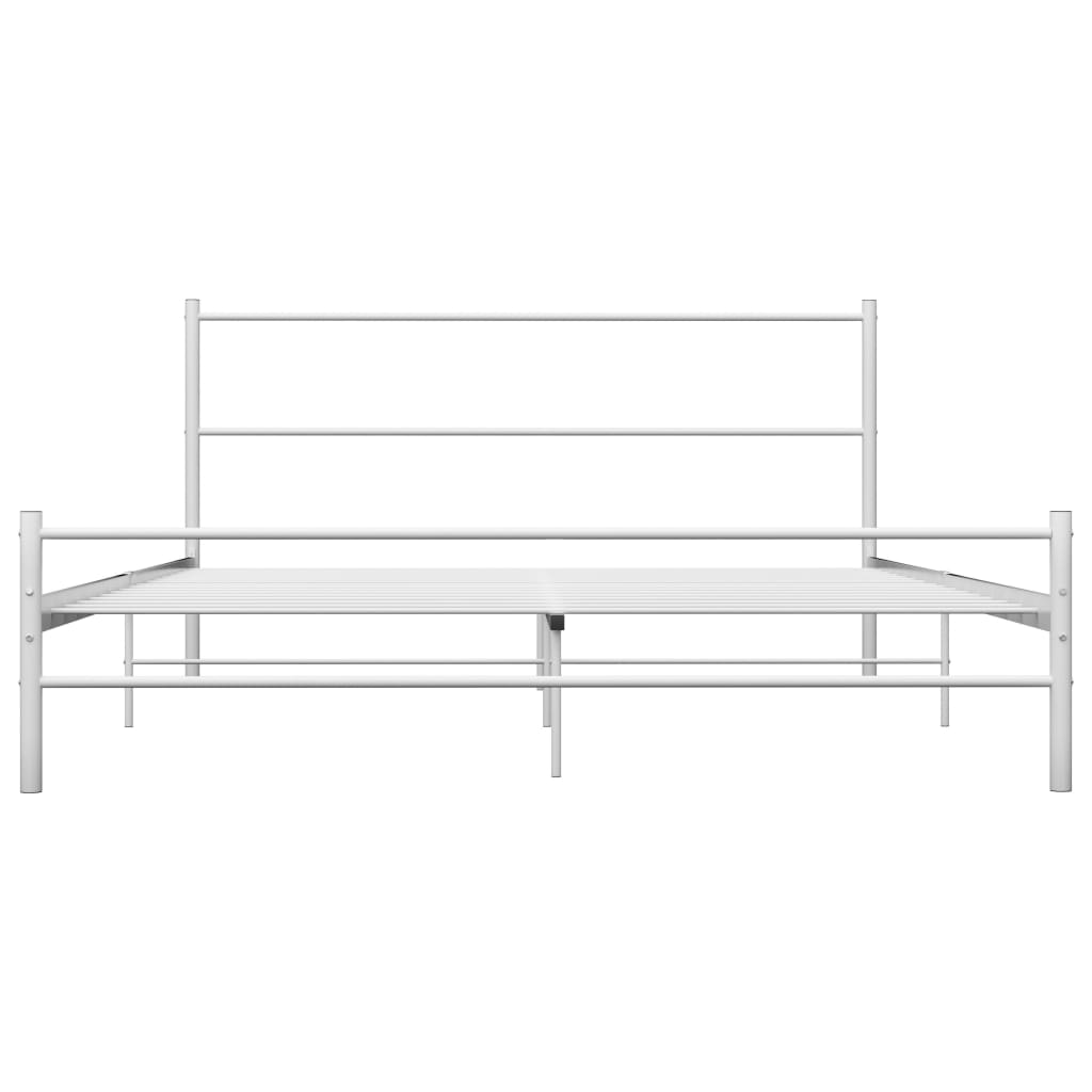 Cadru de pat dublu, vidaXL- Metal, 120 x 200 cm, Alb