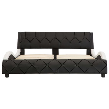 Cadru pat dublu cu LED, tapitat, vidaXL, Piele ecologica/otel/MDF, 120 x 200 cm, Negru/Alb Cadru pat dublu cu LED, tapitat, vidaXL, Piele ecologica/otel/MDF, 120 x 200 cm, Negru/Alb