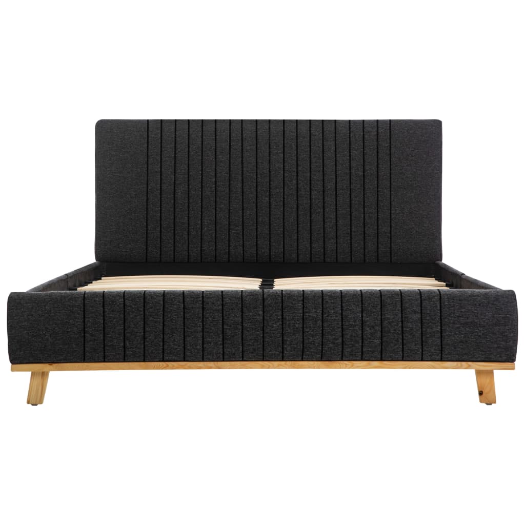 Pat dublu tapitat, vidaXL- Textil/Lemn, 120 x 200 cm, Gri inchis
