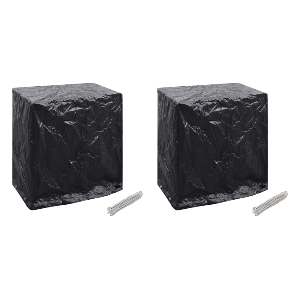 Set de 2 huse de mobilier de gradina cu 8 ocheti, vidaXL, Polietilena, 160 x 55 x 182 cm, Negru