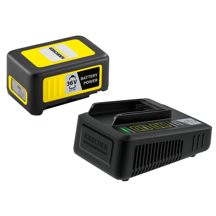 Starter Kit Battery Power Karcher 36/25, acumulator de 36 V, 2.5 Ah, incarcator fast charger, compatibil cu toate produsele Karcher din platforma 36 V