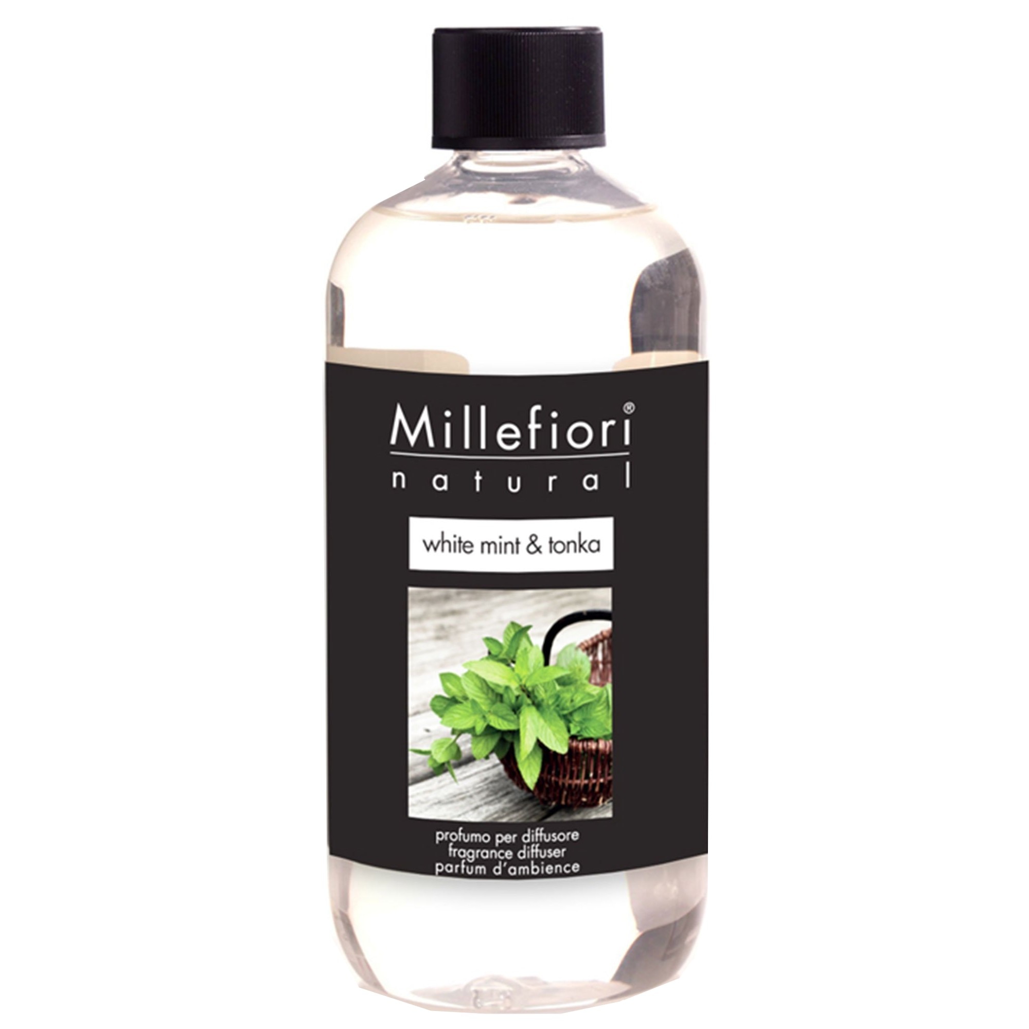 Rezerva de parfum 250ml pentru odorizant cu betisoare Millefiori Milano aroma White Mint and Tonka