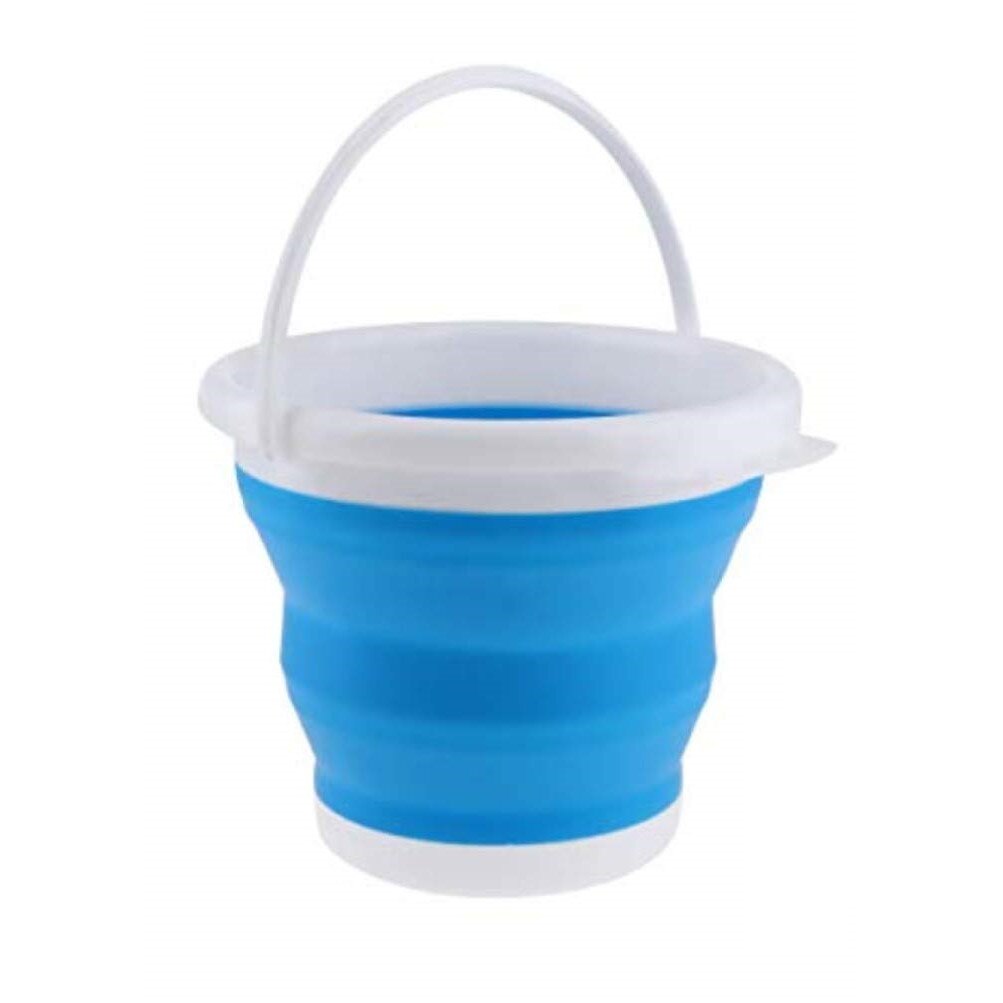 Galeata din silicon, Velco, pliabila , 5 litri , albastru/alb