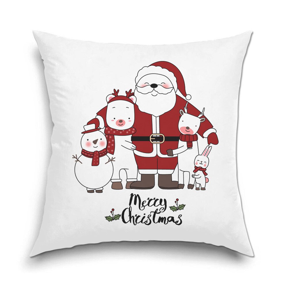 Perna decorativa pentru Copii, Art Kids, Craciun Fericit cu Animale, Decoratiuni pentru casa, 40 x 40 cm