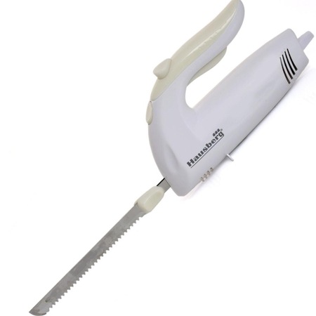 Cutit Electric Hausberg, 150 W, Lame Ascutite din Otel Inoxidabil, Zgomot Redus, Buton Eliberare Lame, Motor din Cupru, Design Ergonomic, Alb