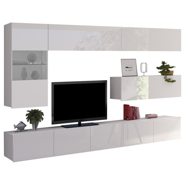 Set living camera de zi Bralani IV, MIRJAN24, alb / alb lucios