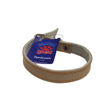 Zgarda de piele Global Pet, Crem, 1.5/40 cm Zgarda de piele Global Pet, Crem, 1.5/40 cm