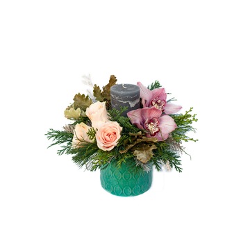 Aranjament floral de iarna, Splendor, Multicolor, 30X20 cm Aranjament floral de iarna, Splendor, Multicolor, 30X20 cm