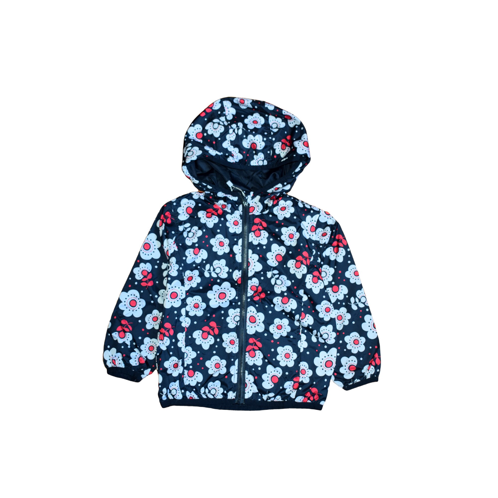 Geaca subtire cu flori, Losan, bleumarin inchis/rosu/alb