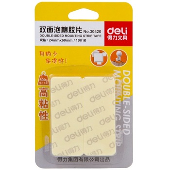 Banda dublu adeziva EVOffice Deli 30420, pentru montare, 24x60 mm, 8 buc Banda dublu adeziva EVOffice Deli 30420, pentru montare, 24x60 mm, 8 buc