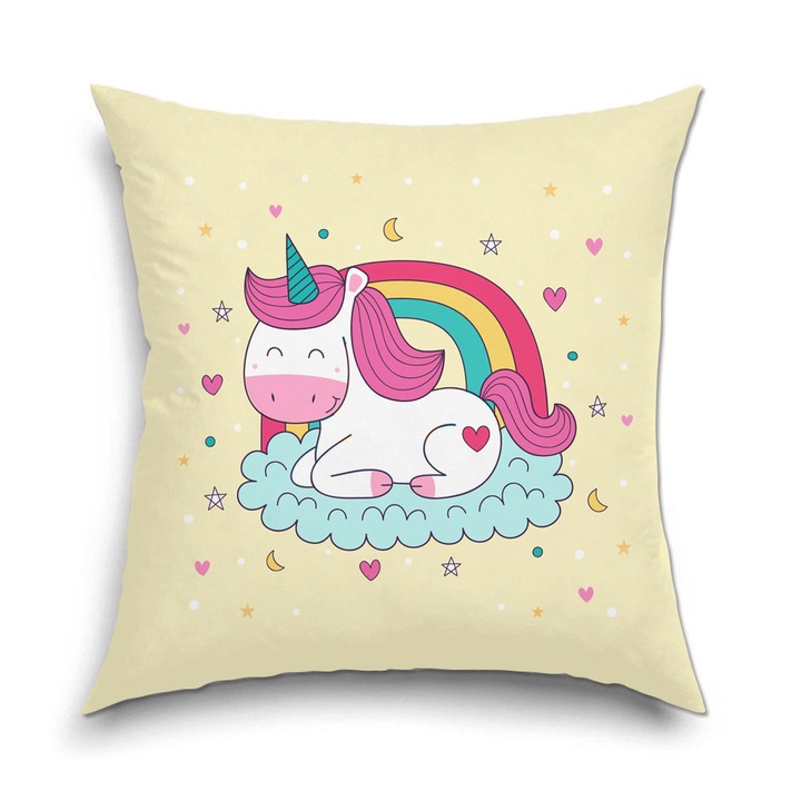 Perna decorativa pentru Copii, Art Kids, Unicornul Sta pe Nor, Decoratiuni pentru casa, 40 x 40 cm