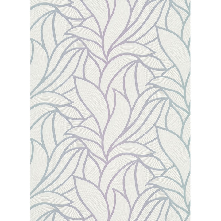 Tapet modern cu frunze, spuma vinilica, lavabil, pe suport de bumbac netesut 10023-05 Alb 53cm x 10m