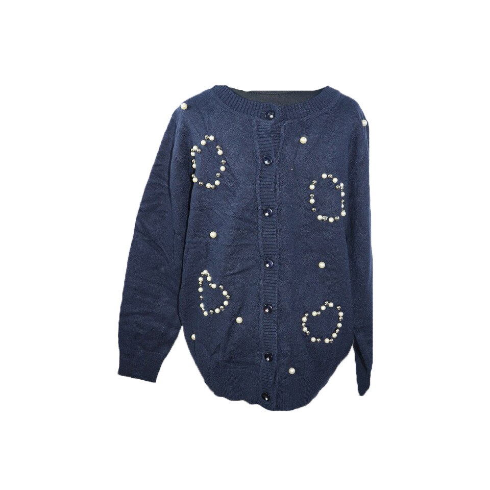 Cardigan maneca lunga fetite Happy House BL-301B, Bleumarin
