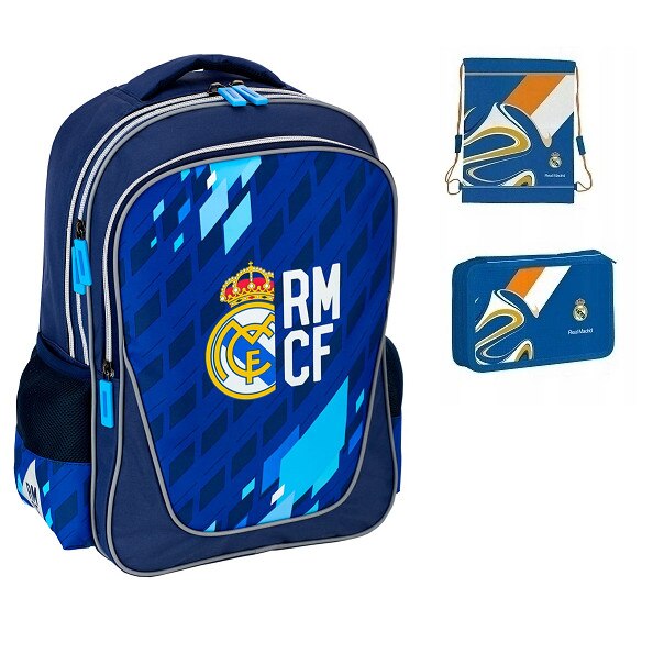 Set real madrid, ruscac pentru scoala, sac pentru pantofi, penar, multicolor