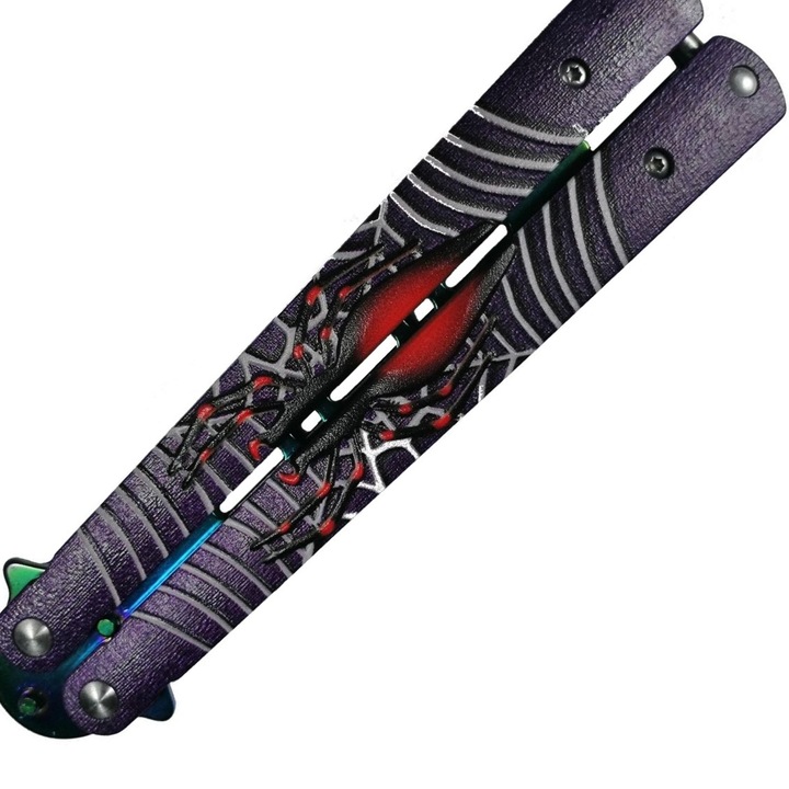 Briceag pentru Antrenament Balisong CS.GO Fara tais 23 cm si husa cu prindere la curea
