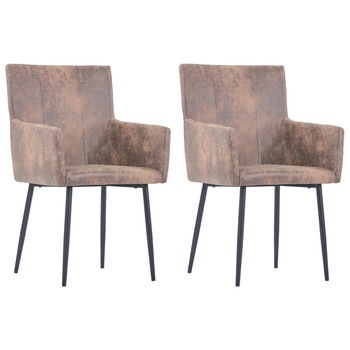 Set 2 scaune de bucatarie vidaXL, Piele artificiala, 52 x 59,5 x 93 cm Maro Set 2 scaune de bucatarie vidaXL, Piele artificiala, 52 x 59,5 x 93 cm Maro
