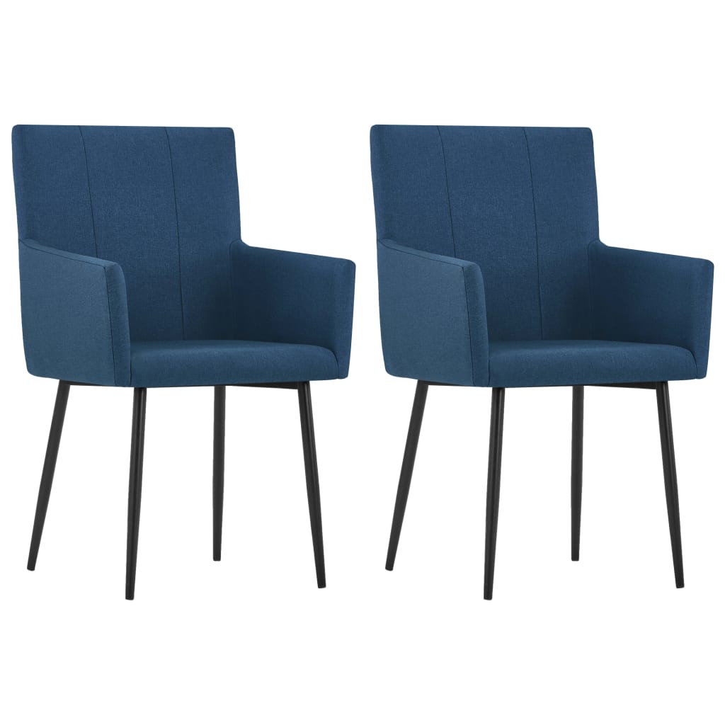 Set scaune de bucatarie cu brate, 2 buc albastru, material textil 281844