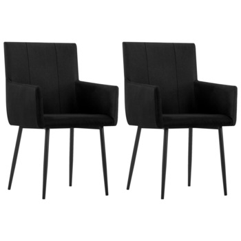Set 2 scaune bucatarie, vidaXL, Textil/Otel, 52 x 59,5 x 93 cm, Negru Set 2 scaune bucatarie, vidaXL, Textil/Otel, 52 x 59,5 x 93 cm, Negru