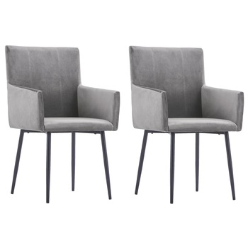Set 2 scaune bucatarie, vidaXL, Textil/Otel, 52 x 59,5 x 93 cm, Gri Set 2 scaune bucatarie, vidaXL, Textil/Otel, 52 x 59,5 x 93 cm, Gri